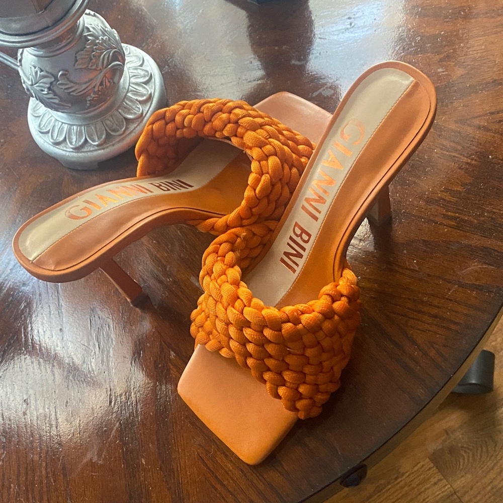 Gianni Bini Bold Orange Heels - Picture 2 of 5